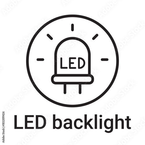 LED backlight icon. Vector line symbol for a website, product card, presentation and mobile app, packaging or instruction. Editable outline sign