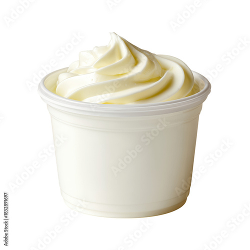 Creamy Whipped Topping in a White Cup Ready for Dessert Decoration