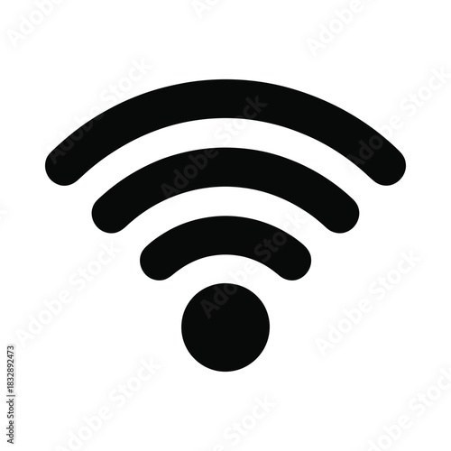 Black wi fi signal icon on white background