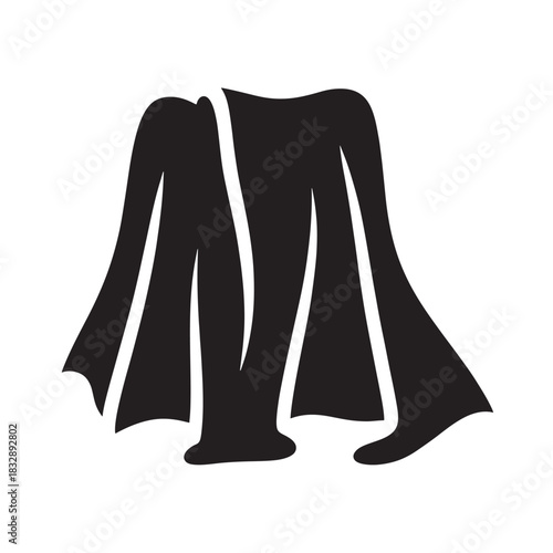 Draped cloth vector illustration simple black and white graphic isolated on white background for design elements