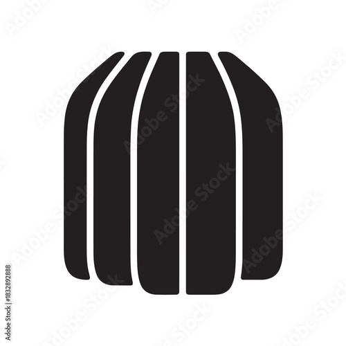 Minimalist vector icon of a traditional Japanese paper lantern simple flat glyph design isolated on white background