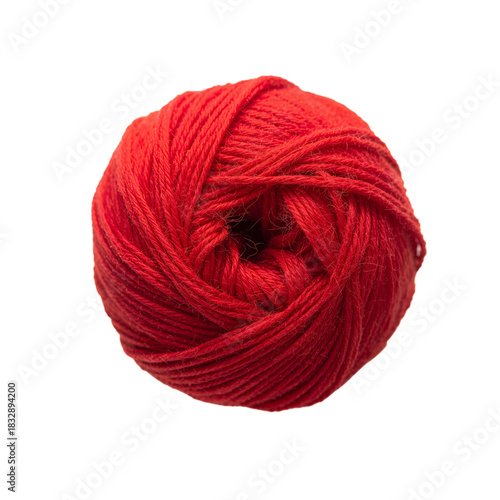 Bright Red Yarn Ball Ready for Crafting in a Cozy Indoor Space