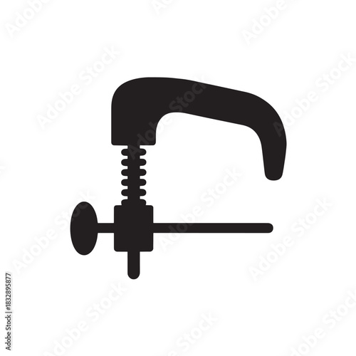 Black clamp vector icon simple flat design isolated on white background for engineering and construction applications