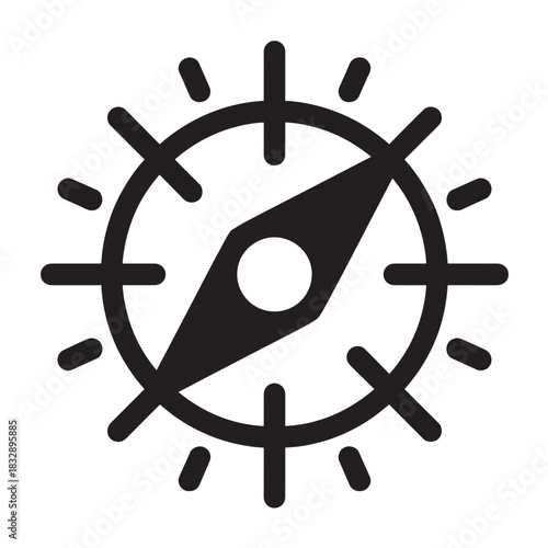 Simple compass icon flat vector illustration for navigation and direction finding isolated on white background