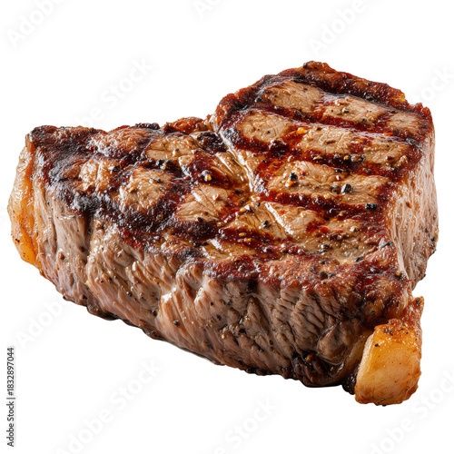 Perfectly Grilled Steak With Charred Marks on a White Background