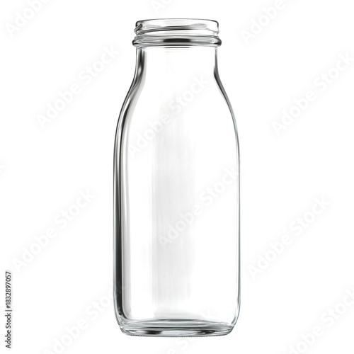 Fresh Milk in a Glass Bottle on a Plain Background for Home Kitchen Use