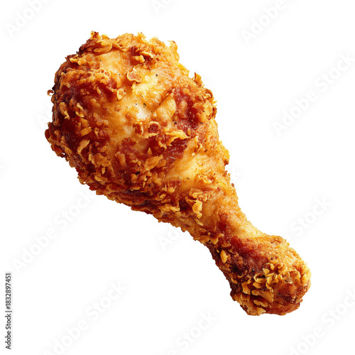 Crispy Fried Chicken Drumstick Served on a Plain Background for Food Lovers