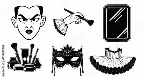 A captivating vector illustration showcases a collection of beauty and fashion elements, perfect for projects needing a touch of elegance and style.