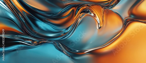 Colorful abstract swirls of blue and orange fluid