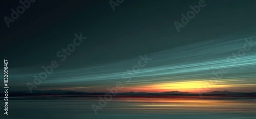 Vibrant sunset over tranquil waters at twilight