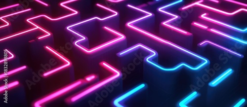 Neon labyrinth glowing in vibrant colors