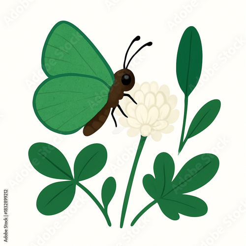 Minimalist and vibrant vector collection of different butterfly species sitting on spring and summer flowers. Flat design for digital projects, greeting cards, and nature-themed graphics.