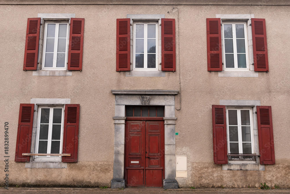 Fototapeta premium Facade of a house in a rural setting in the French Pyrenees