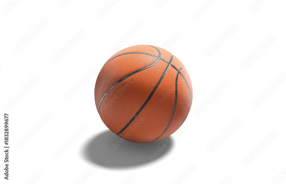 Obraz premium Blank leather basketball ball mock up, png, transparent background, 3d rendering. Empty sphere for basket player mockup cut out. Clear professional equipment for basketbal match or tourney template.