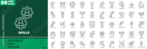 Skills Line Editable Icons set