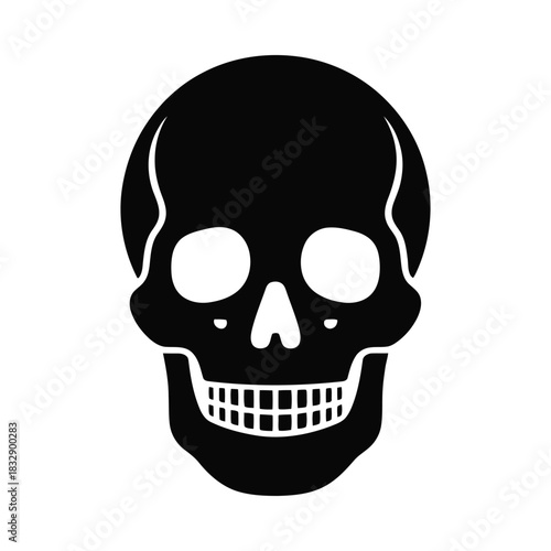 Simple black and white skull silhouette icon