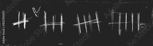Prison count. Scribble. Tally Marks on Chalkboard with Heart and Doodle