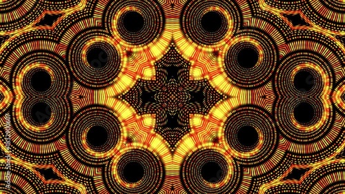 Radiant Abstract Mandala With Intricate Circular Fractals and Symmetrical Golden Geometric Patterns