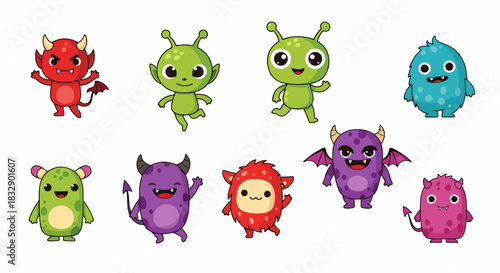 set of funny monsters