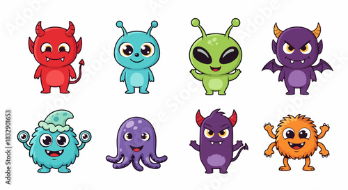 set of funny monsters