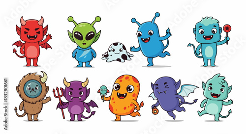 set of funny monsters