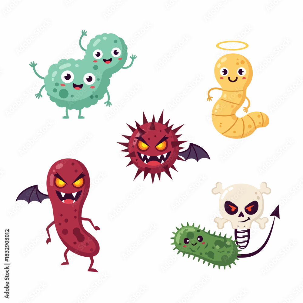 Naklejka premium Cartoon monster. Vector Halloween green monster. Big set of cartoon monsters 