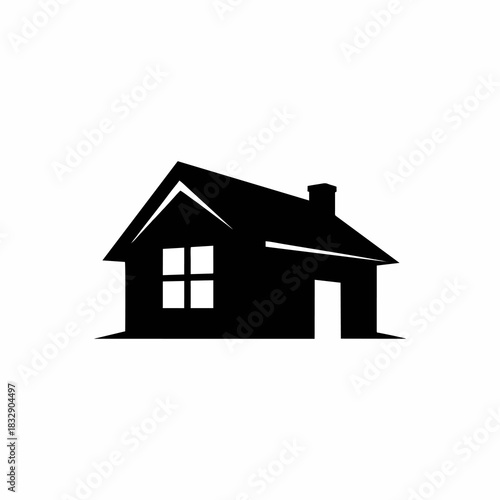 Simple Residential House Building Silhouette Icon