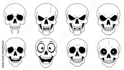 Skull Vector Illustrations Spooky and Fun Cartoon Designs