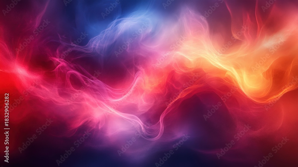 Fototapeta premium A stunning visual representation of cosmic energy, featuring a vibrant blend of pink, blue, and orange hues swirling against a dark backdrop, symbolizing dynamic space.