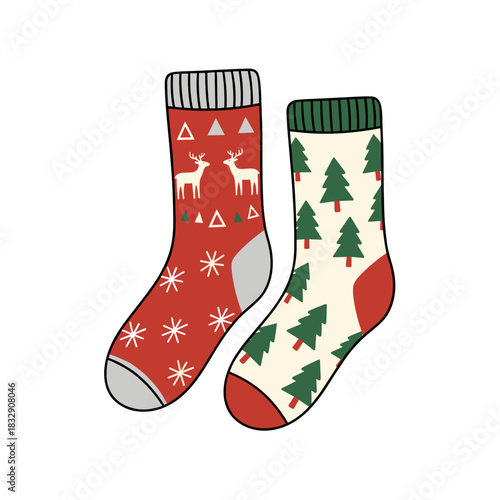 Cozy Christmas socks with Scandinavian designs and festive patterns  