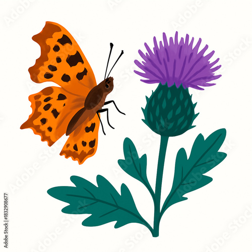 Minimalist and vibrant vector collection of different butterfly species sitting on spring and summer flowers. Flat design for digital projects, greeting cards, and nature-themed graphics.