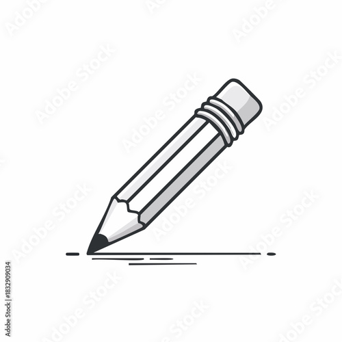 Drawing a detailed illustration of a pencil creating a line on a white background, artistic creation