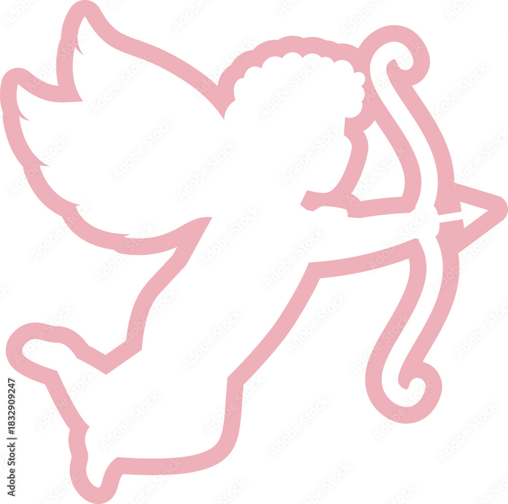 Obraz premium Cupid Silhouette With Bow