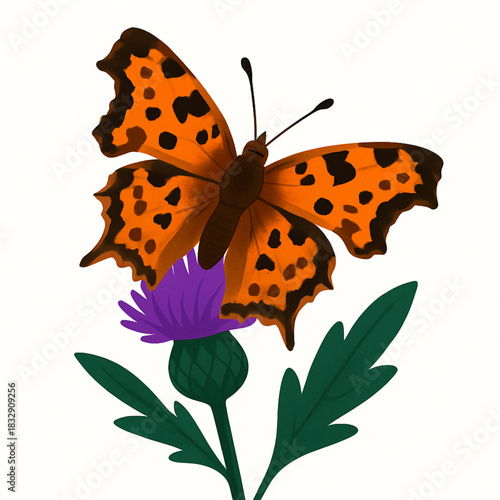 Minimalist and vibrant vector collection of different butterfly species sitting on spring and summer flowers. Flat design for digital projects, greeting cards, and nature-themed graphics.