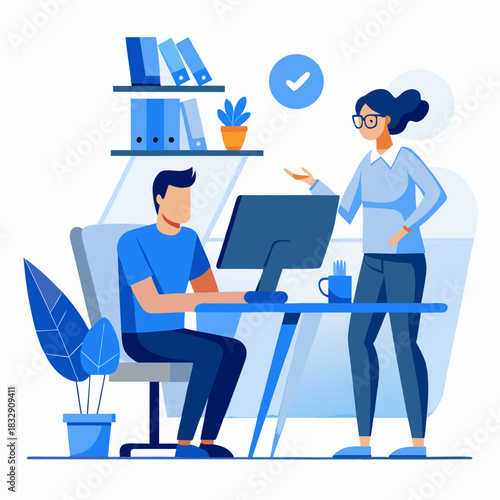 two businessmen working in office