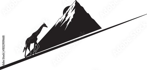 Giraffe Mountain Landscape Silhouette Vector