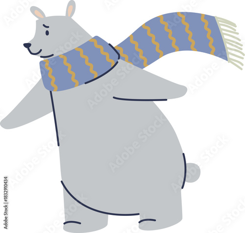 Polar Bear With Winter Scarf