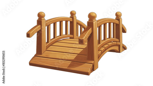 Decorative Wooden Footbridge Over Water