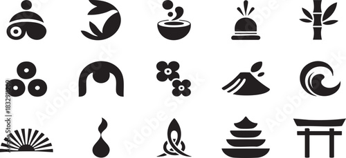 Modern Japanese Culture Silhouette Vector Set