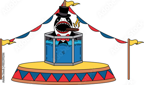 illustration of a shark is in a circus
