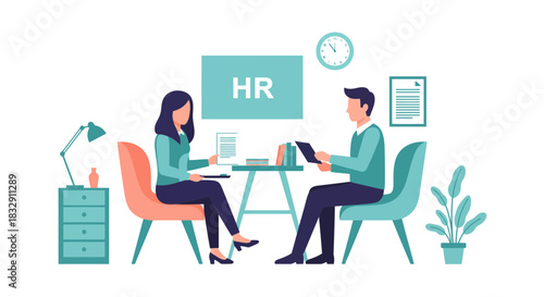 Engaging HR interview scene with diverse candidates for your company's hiring needs, ideal for corporate communications and recruitment campaigns