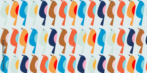 Pattern of colorful geometric birds. Vector seamless pattern of birds.eps10