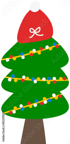 Hand Drawn Christmas Tree Decorations, Cute Line Illustration