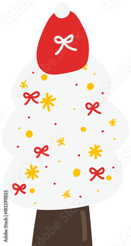 Hand Drawn Christmas Tree Decorations, Cute Line Illustration