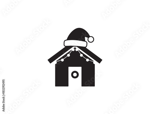 Christmas image in silhouette white bakcground.