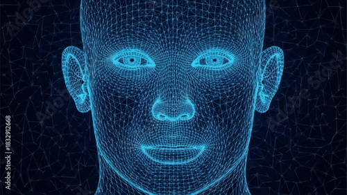 Futuristic artificial intelligence humanoid head concept.