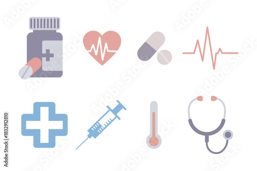 Set of Flat Medical Healthcare and Pharmacy Icons Vector Design