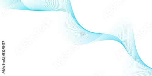 Modern abstract wave digital blue and white geometric technology. Abstract line wave gradient poster blend background vector.	
