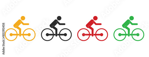 Cyclist Silhouette Icons, Simple Minimalist Design for Sport and Transportation