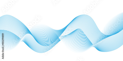 Modern abstract wave digital blue and white geometric technology. Abstract line wave gradient poster blend background vector.	